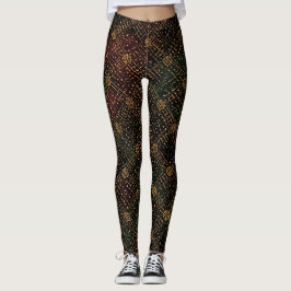 Legging Luxo, Padrão de Natal, Feliz Natal em Ouro