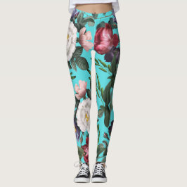 Legging Luxury boho azul céu azul padrão brilhante rosa