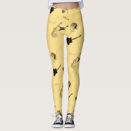 Legging Luz da rocha das guitarra - caneleiras amarelas da