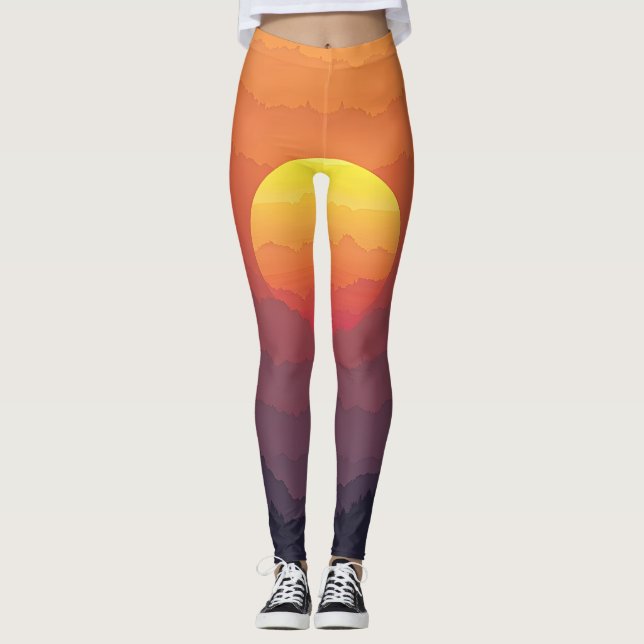 Legging Luz do sol desaparece da laranja ao roxo (Frente)