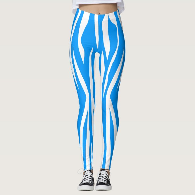 Legging Luz - impressão azul da zebra (Frente)