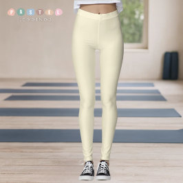 Legging Luz Pastel Bege Creme Amarelo Macio Sólido Cor