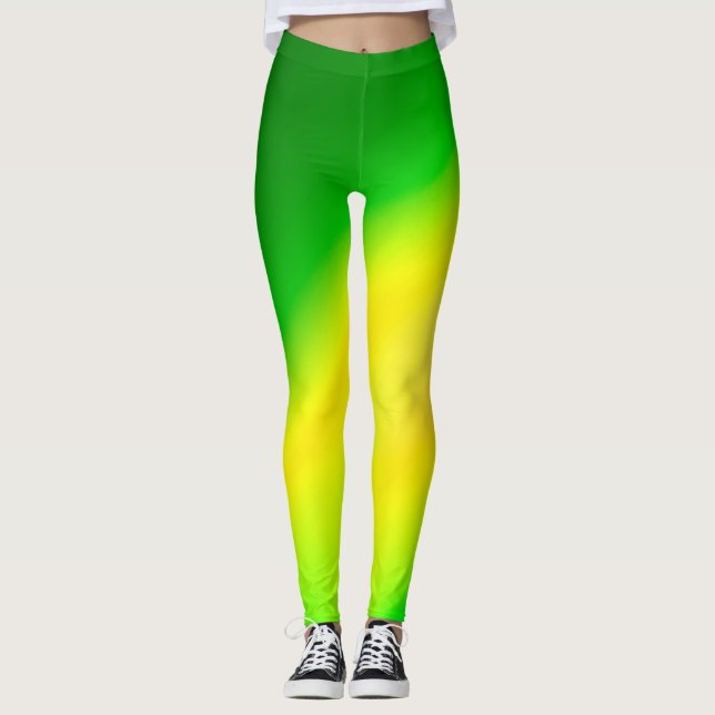 Legging Luz verde-amarela-luz-lua-dupla faixa (Frente)