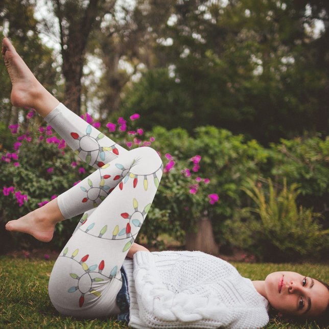 Legging Luzes de cordas simples e bonitas de Natal (Christmas whimsical colorful holiday lights leggings. )
