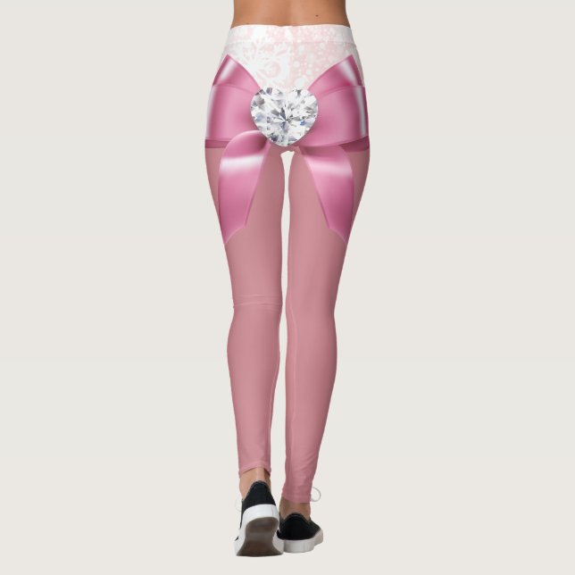 Legging Luzes de Neve Festivas, Cor-de-Rosa, Brilhantes (Verso)
