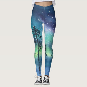 Legging Luzes de norte, paisagem de aquarela