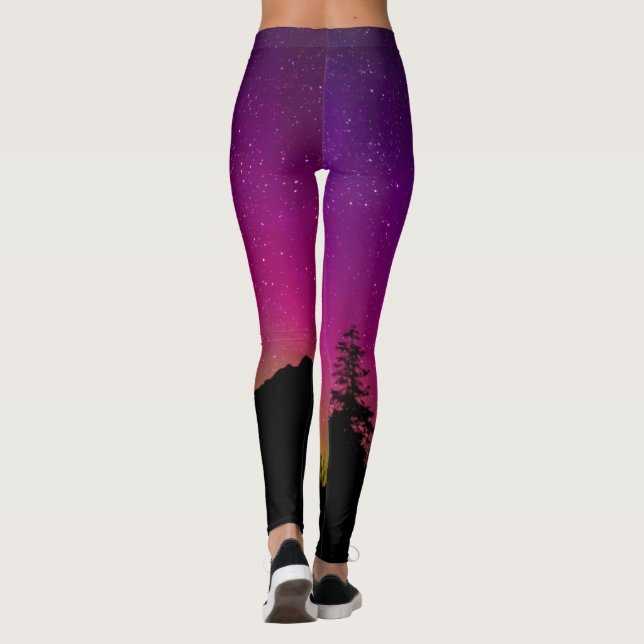 Legging Luzes de Norte púrpura das mulheres (Verso)