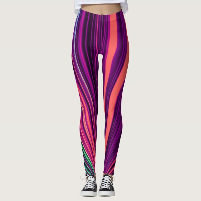 Legging Luzes laser Leggens cor-de-rosa e roxo (Frente)