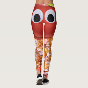 Legging Maçã, fruta vermelha com olhos googosos - Rosto em