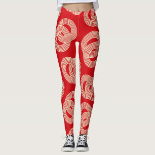 Legging Maçãs vermelhas, padrão de anéis listrados interbl