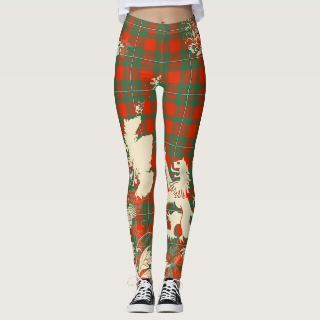 Legging MacGregor Ancient Tartan Scotland Lion Map Art (Frente)