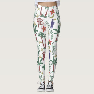 Legging Macra e macaco, sem costura, de padrões tropicais