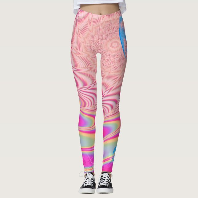 Legging MACRAME'- Imagem Abstrato colorido da arte frontal (Frente)
