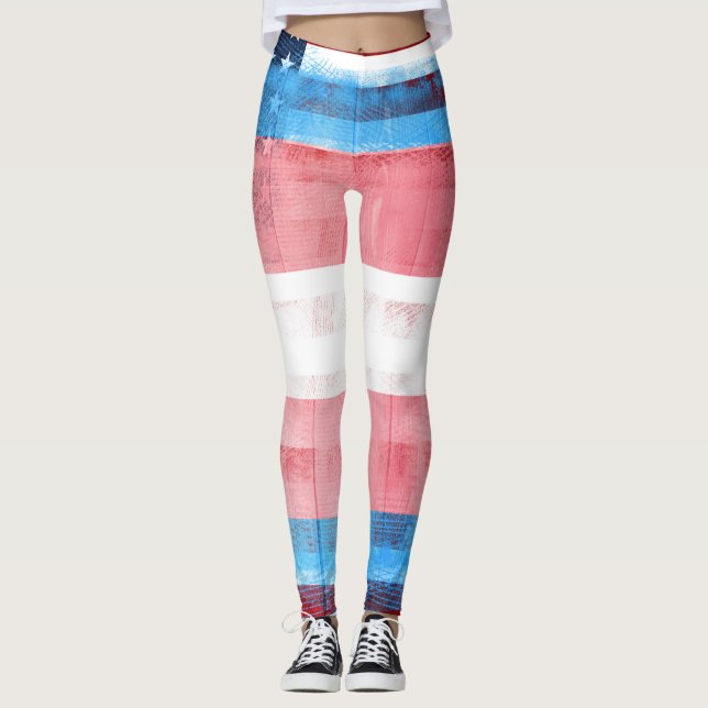 Legging Madeira americana & Paintstrokes da bandeira | do (Frente)
