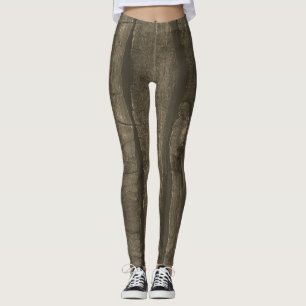 Legging Madeira velha com sépsia dourada escura russa