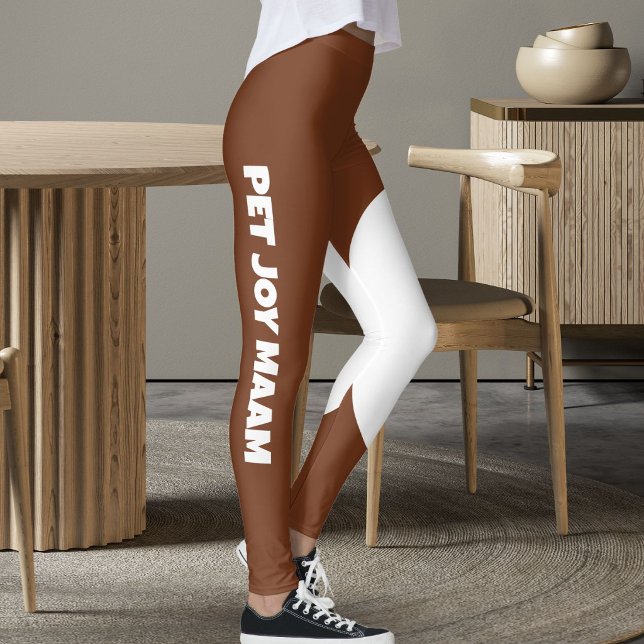 Legging Mãe de Gato Pet Castanha Marrom Branco Texto Perso (Criador carregado)