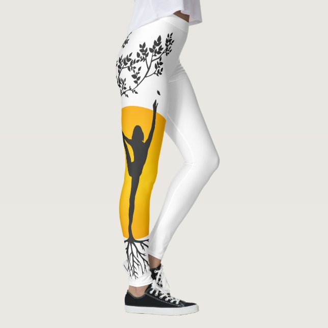 Legging Mãe de Ioga Silhueta do Sol da Árvore da Vida (Direita)