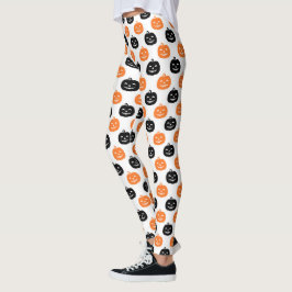 Legging Mães de Halloween de Pumpkins esculpidas Pretas e 