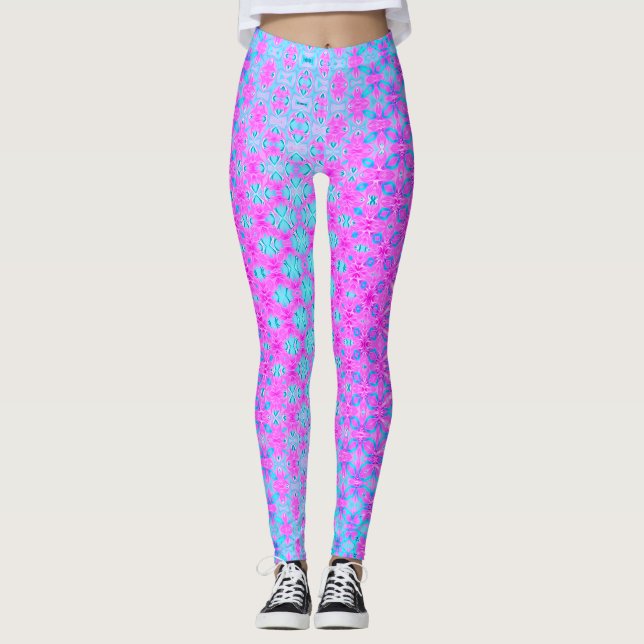 Legging Magenta, Azul-Céu e Geométrico dos Marinhos (Frente)
