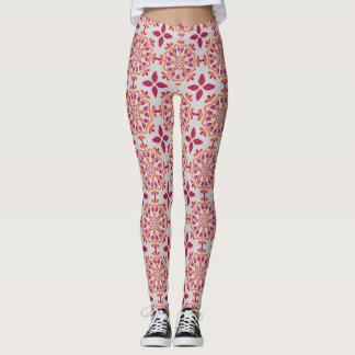 Legging Magenta e Laranja Vibrantes Mandala Geométrica