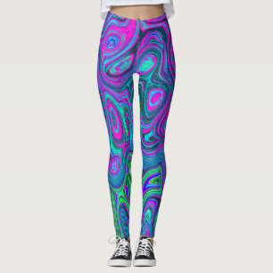 Legging Magenta Marmoreada e Abstrato de Groovy Verde limã
