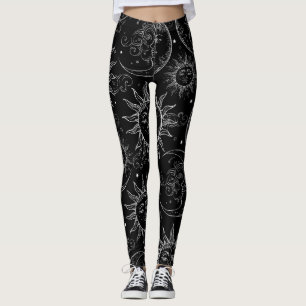 Legging Magia Negra Vintage Celestial Sol Lua Estrelas