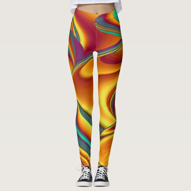 Legging Mágica de Flores de Outono de primavera Verão (Frente)