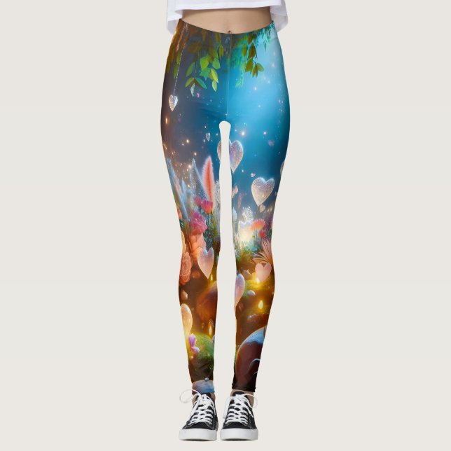 Legging Magical Glowing Flowers Heart Garden  (Frente)
