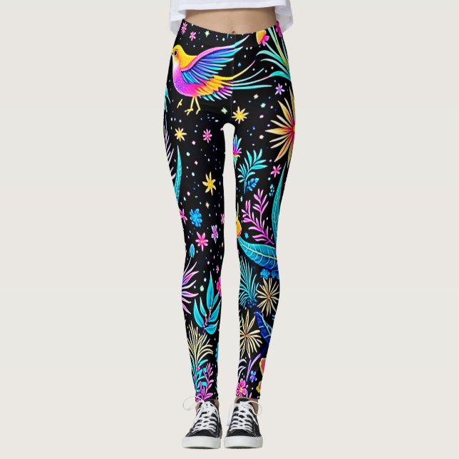 Legging Magical Neon Forest Night Design (Frente)