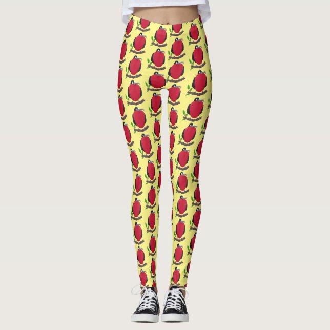 Legging Magnífico desenho animado de pássaros (Frente)