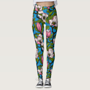 Legging Magnólia florescente em azul