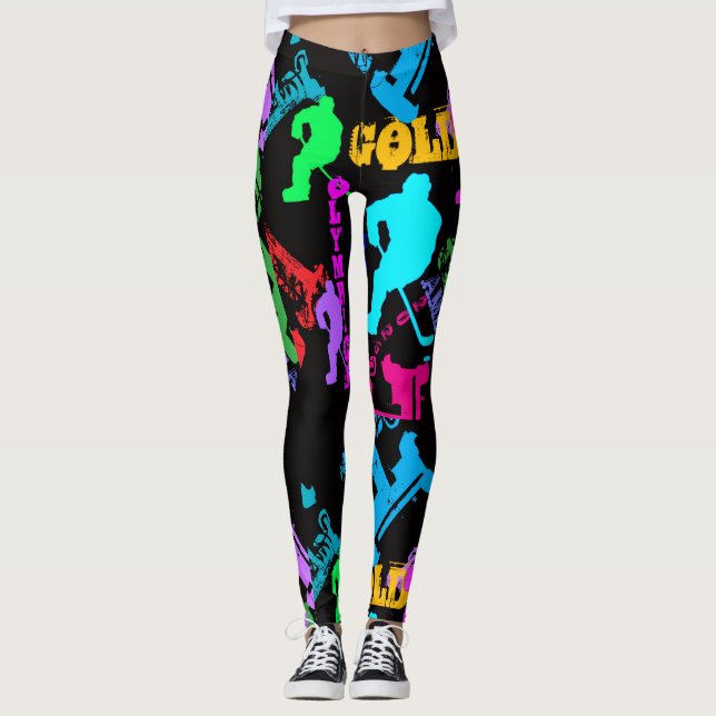 LEGGING MALA DE COSTAS COM ESTAMPA DE HÓQUEI OLÍMPICO (Frente)