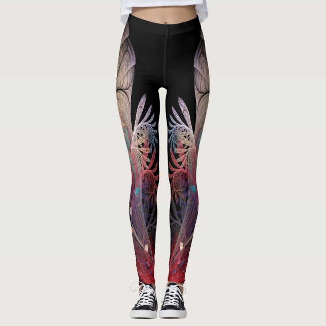 Legging Malabarismo Abstrato Fantasia Moderna Arte Fractal (Frente)