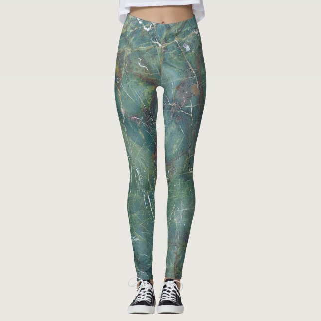 Legging Malachite Verde Marble Textura Detalhada (Frente)