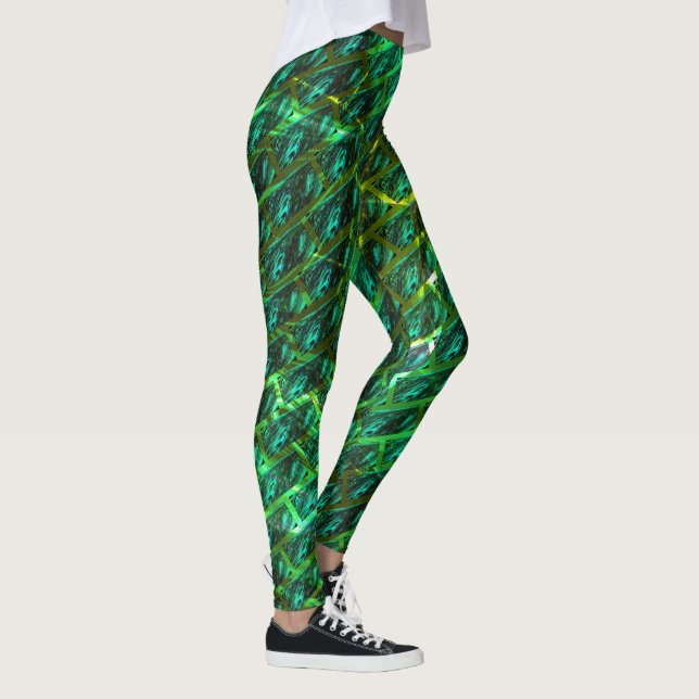 Legging Maldito verde, arranhado, grade ou tijolo diferent (Direita)