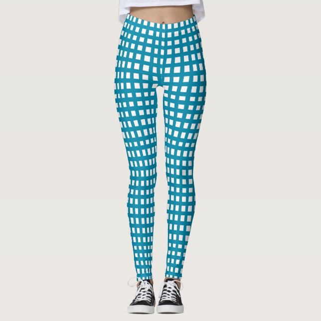 Legging Malha quadrada azul (Frente)
