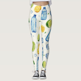 Legging Malhação Gotas de Água Gotas Garrafas Frutas Padrã