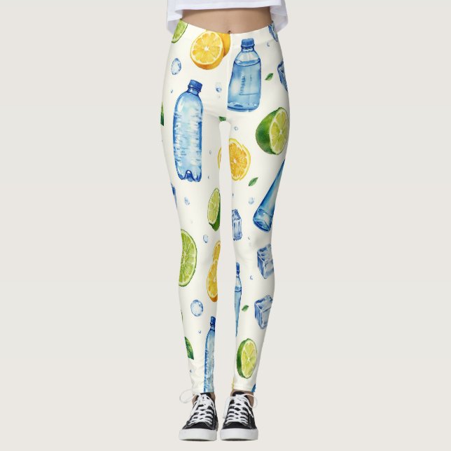 Legging Malhação Gotas de Água Gotas Garrafas Frutas Padrã (Frente)