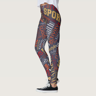 Legging Malhação Word Cloud Red/White ID284