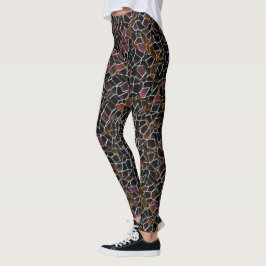 Legging Malhagem irregular vermelha-escura e marrom sobre