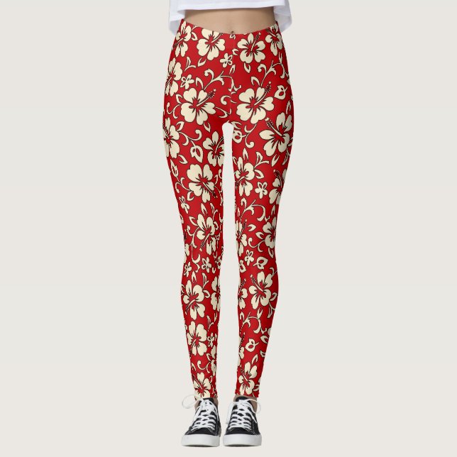 Legging Malia Hibiscus Hawaiian Tropical Floral (Frente)