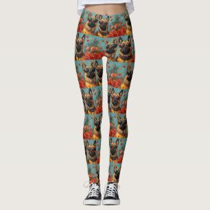 Legging Malinois Belga Com Rosas do Coração Dia dos Namora