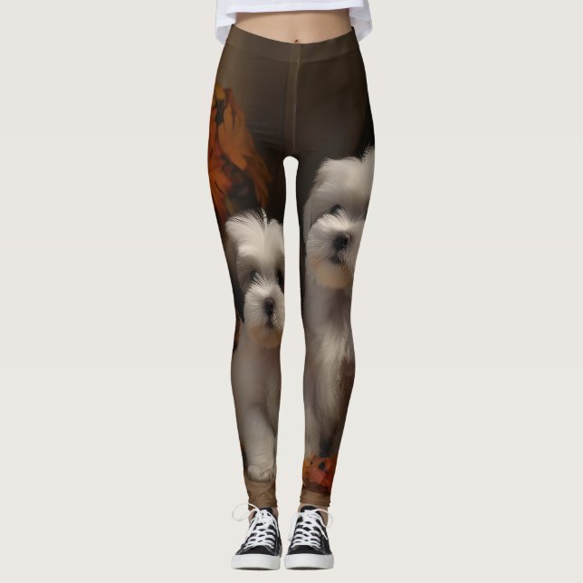 Legging Malti tzu Puppy Autumn Delight Pumpkin (Frente)
