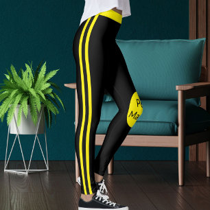 Legging Mama de Estimação Personalizada Amarela Listras Pr
