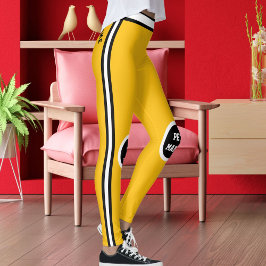 Legging Mama de Estimação Personalizada Amarela Preta e Br