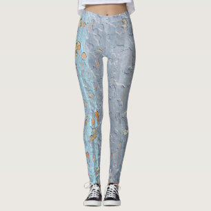Legging mancha do ouro na pintura desvanecida