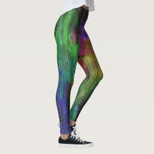 Legging Manchas coloridas em linhas de faixas deformadas