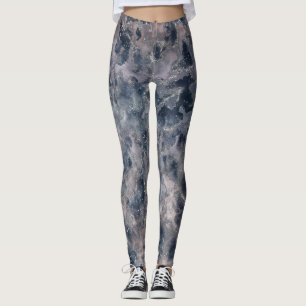 Legging Manchas de Aquarela Abstratas Rosa Azul e Rosado