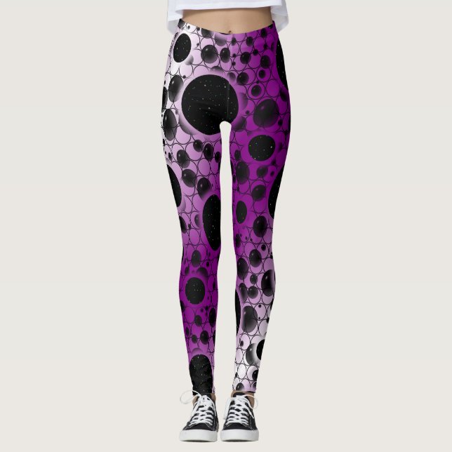 Legging Manchas de Bolha Espacial - Branco/Roxo (Frente)