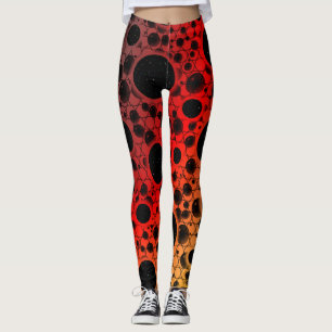 Legging Manchas de Bolha Espacial - Preto/Vermelho/Dourado